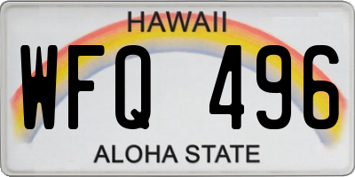 HI license plate WFQ496