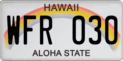 HI license plate WFR030