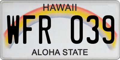 HI license plate WFR039