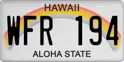 HI license plate WFR194