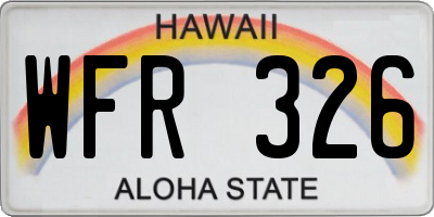 HI license plate WFR326