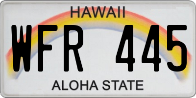 HI license plate WFR445