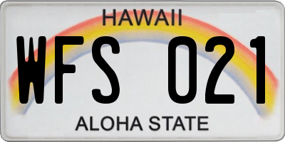 HI license plate WFS021