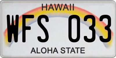 HI license plate WFS033