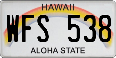 HI license plate WFS538