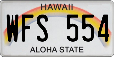 HI license plate WFS554