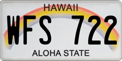 HI license plate WFS722