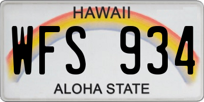 HI license plate WFS934