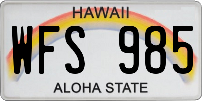 HI license plate WFS985