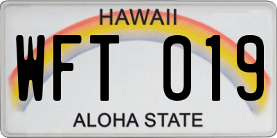 HI license plate WFT019