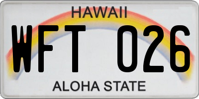 HI license plate WFT026