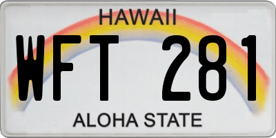 HI license plate WFT281