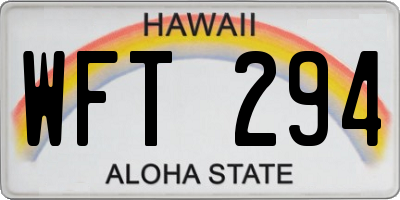 HI license plate WFT294