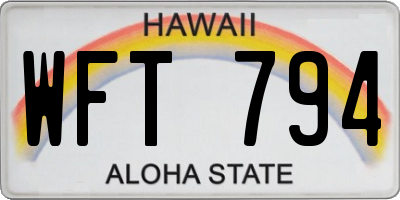 HI license plate WFT794
