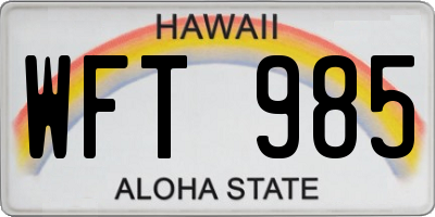 HI license plate WFT985