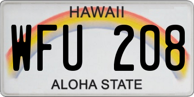 HI license plate WFU208