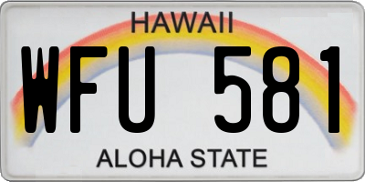 HI license plate WFU581
