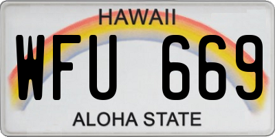 HI license plate WFU669