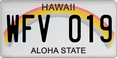HI license plate WFV019