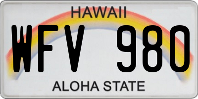 HI license plate WFV980