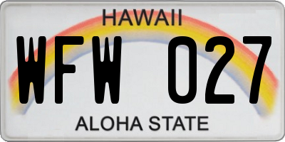 HI license plate WFW027