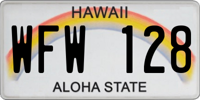HI license plate WFW128