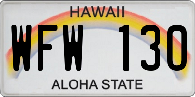 HI license plate WFW130