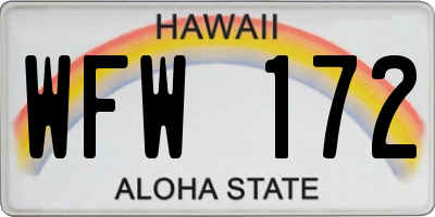 HI license plate WFW172