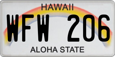 HI license plate WFW206