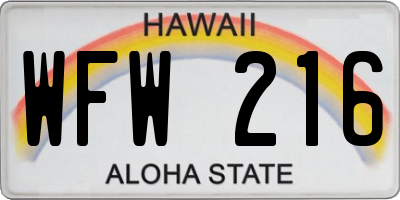 HI license plate WFW216