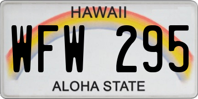 HI license plate WFW295