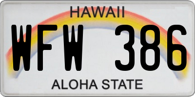 HI license plate WFW386