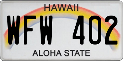 HI license plate WFW402