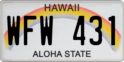HI license plate WFW431