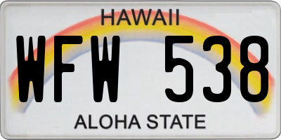 HI license plate WFW538