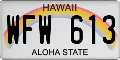 HI license plate WFW613