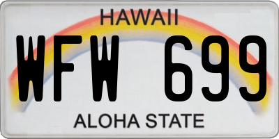 HI license plate WFW699