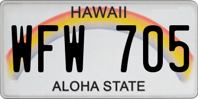 HI license plate WFW705