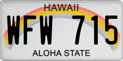 HI license plate WFW715