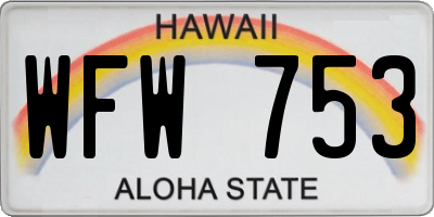 HI license plate WFW753