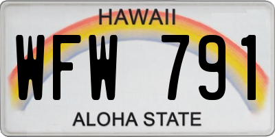 HI license plate WFW791