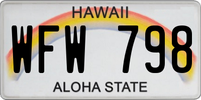 HI license plate WFW798