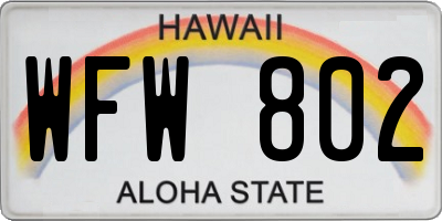 HI license plate WFW802