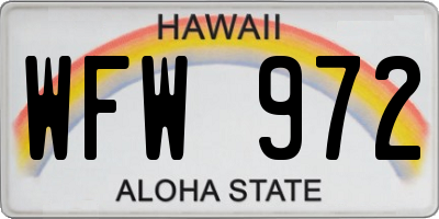 HI license plate WFW972