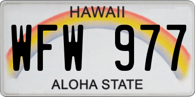 HI license plate WFW977