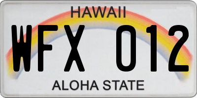 HI license plate WFX012