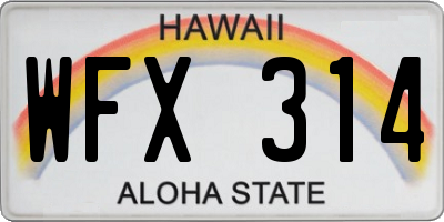 HI license plate WFX314