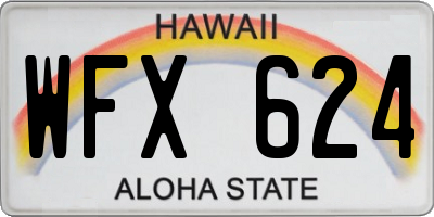 HI license plate WFX624