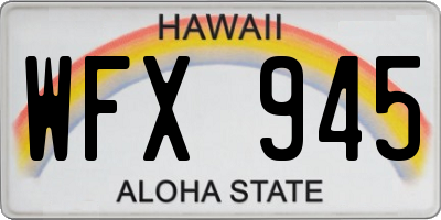 HI license plate WFX945