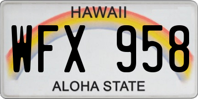 HI license plate WFX958